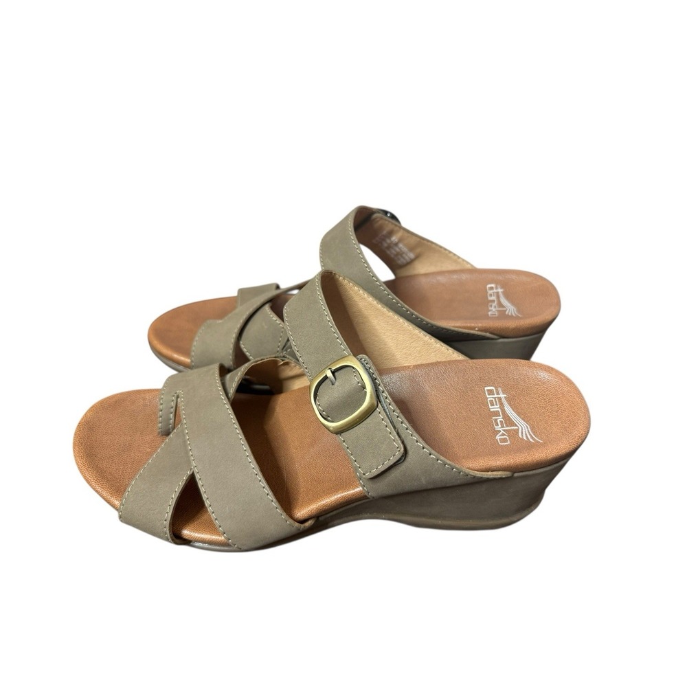 Dansko Aubree‎ Wedge Strappy Sandals Taupe Nubuck Women's 9-9.5/40